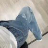 Balenciaga Denim Rhinestone Logo Wide-Leg Jeans