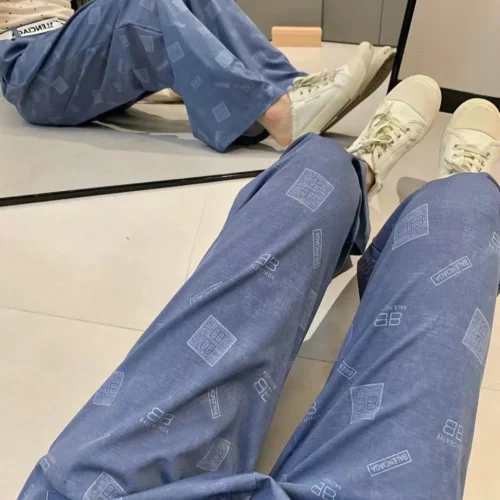 Balenciaga Printed Colorblock High-Waist Wide-Leg Pants