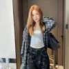 Balenciaga Plaid Logo Jacket