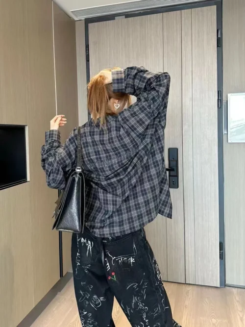 Balenciaga Plaid Logo Jacket