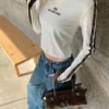 Balenciaga Embroidered Striped Cropped T-Shirt
