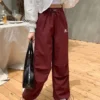 Balenciaga Embroidered Striped Drawstring Wide-Leg Pants