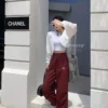Balenciaga Embroidered Striped Drawstring Wide-Leg Pants