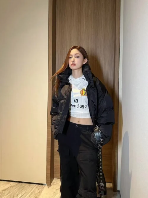 Balenciaga Embroidered Hooded Cropped Jacket