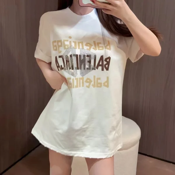 Balenciaga Printed Flocked Rhinestone Oversized T-Shirt
