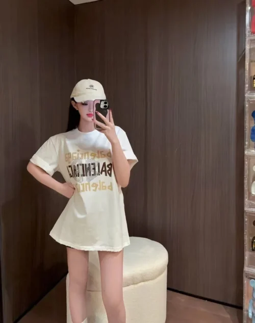Balenciaga Printed Flocked Rhinestone Oversized T-Shirt