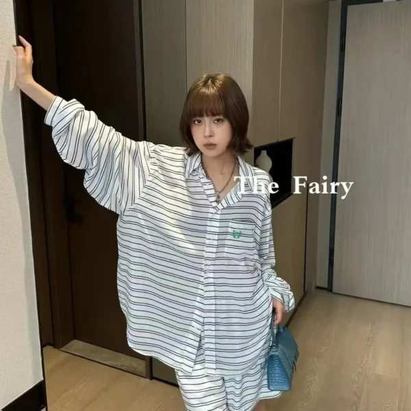 Balenciaga Embroidered Striped Shirt