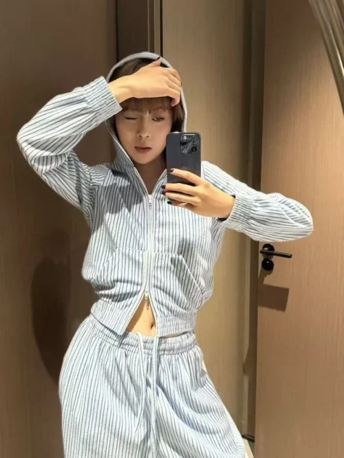 Balenciaga Colorblock Striped Hooded Zip-Up Jacket and Pants Set