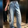 Balenciaga Denim Printed Wide-Leg Jeans