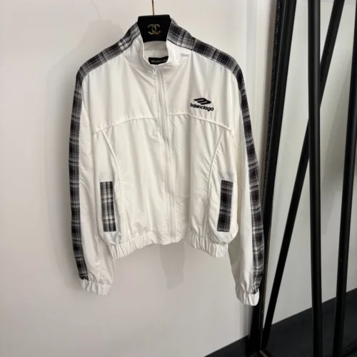 Balenciaga Embroidered Plaid Jacket and Pants Set