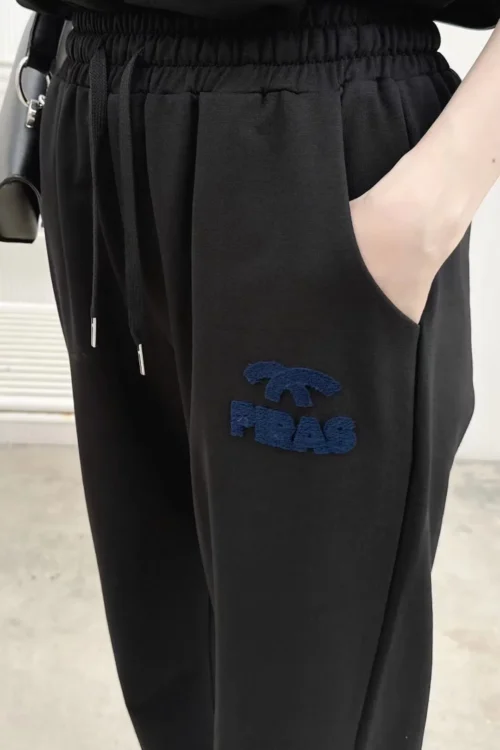 Chanel Embroidered Flocked Colorblock Drawstring T-Shirt and Pants Set