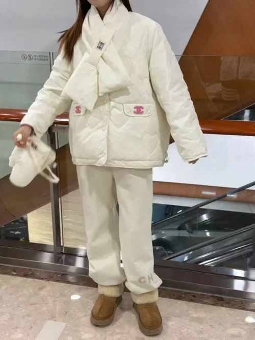 Chanel Reversible Plaid Logo Down Jacket