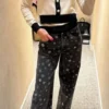 Chanel Denim Printed High-Waist Jeans
