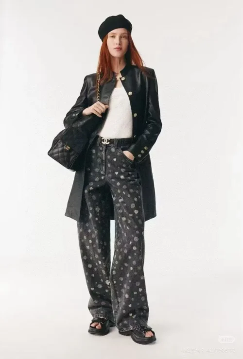 Chanel Denim Printed High-Waist Jeans