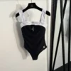 Chanel Printed Colorblock One-Piece Swimsuit