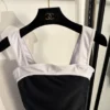 Chanel Printed Colorblock One-Piece Swimsuit