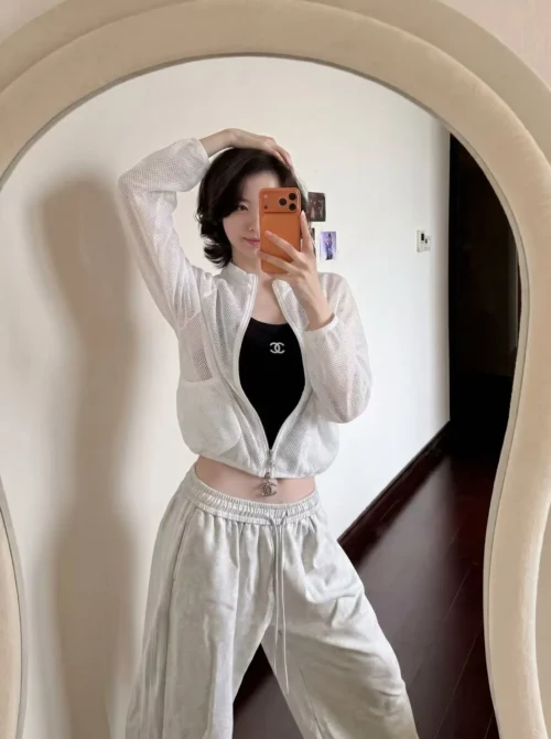 Chanel Cutout Logo Lightweight Jacket