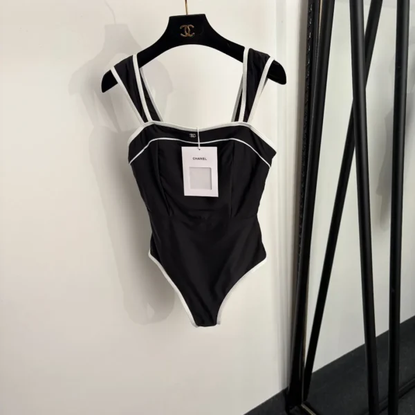 Chanel Colorblock Logo One-Piece Swimsuit