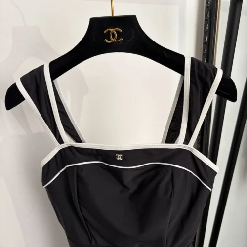 Chanel Colorblock Logo One-Piece Swimsuit
