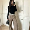 Chanel Embroidered High-Waist Pants