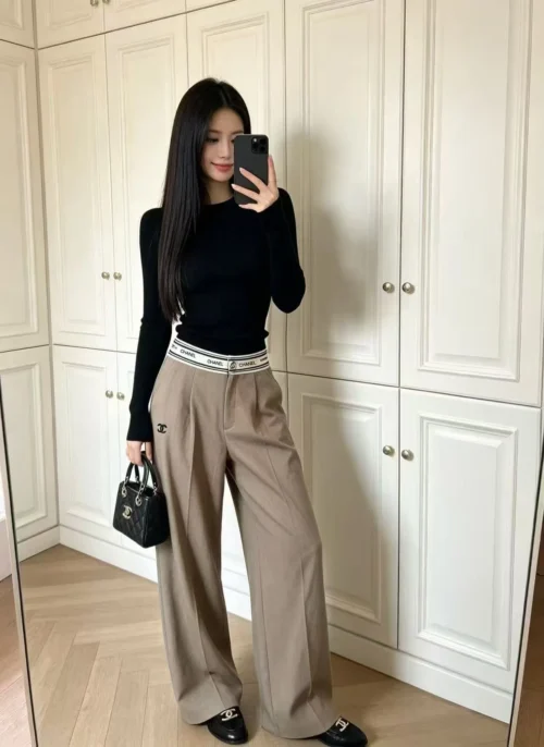 Chanel Embroidered High-Waist Pants