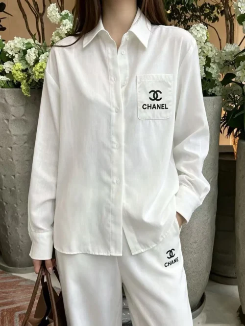 Chanel Printed Wide-Leg Drawstring Two-Piece Set