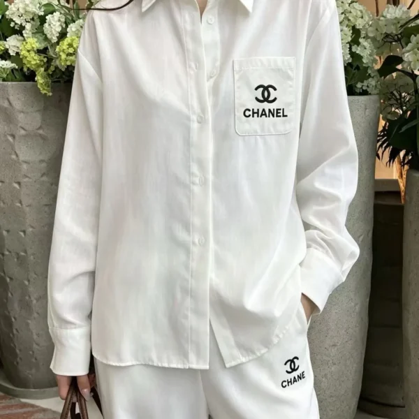 Chanel Printed Wide-Leg Drawstring Two-Piece Set