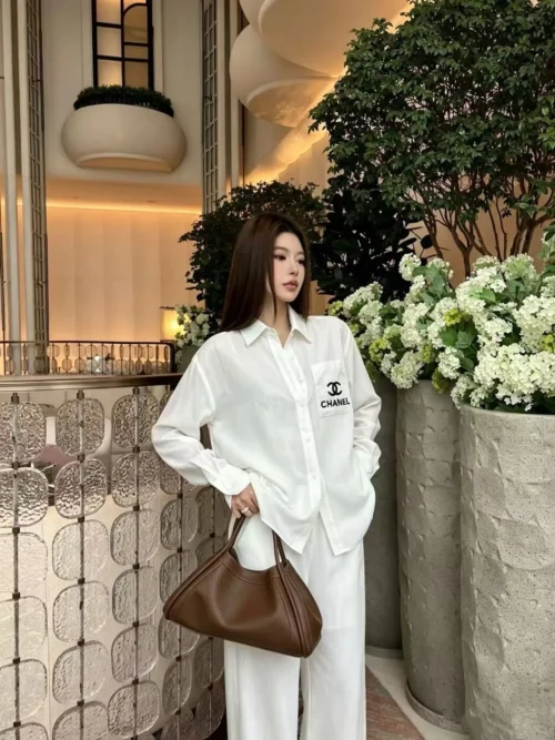 Chanel Printed Wide-Leg Drawstring Two-Piece Set