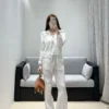 Chanel Embroidered Hooded Drawstring Jacket and Pants Set