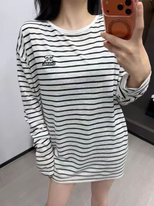 Chanel Embroidered Striped T-Shirt