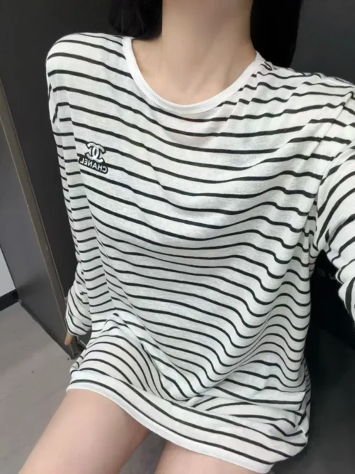 Chanel Embroidered Striped T-Shirt