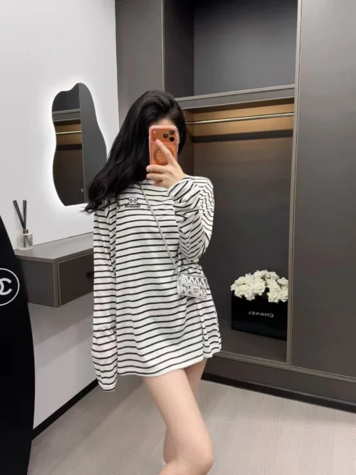 Chanel Embroidered Striped T-Shirt