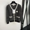 Chanel Embroidered Striped V-Neck Cardigan