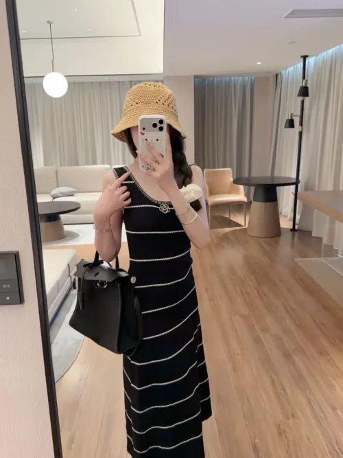 Chanel Striped Knit Vest Dress