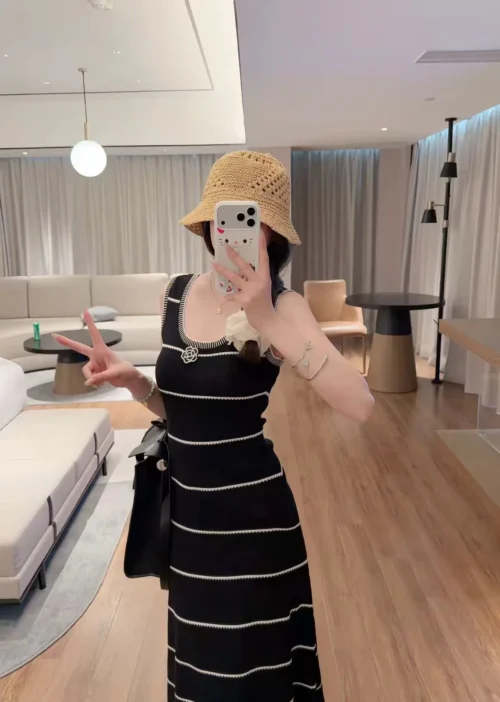 Chanel Striped Knit Vest Dress
