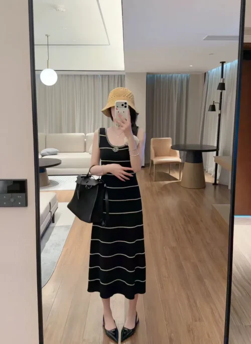 Chanel Striped Knit Vest Dress