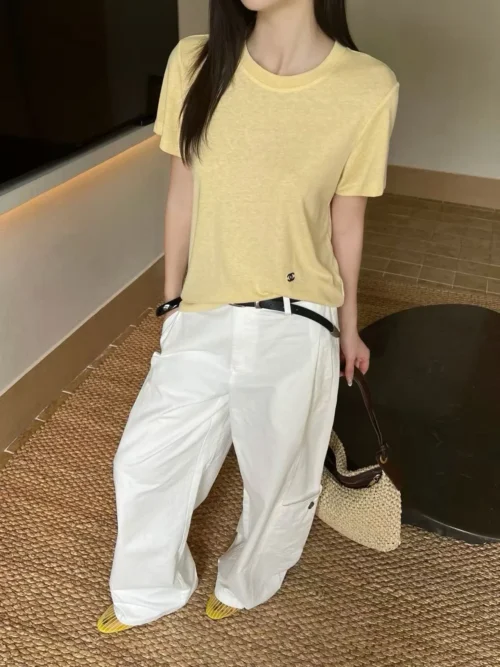 Chanel Lace Sheer Cutout Embroidered T-Shirt