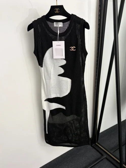 Chanel Cutout Logo Knit Vest Dress