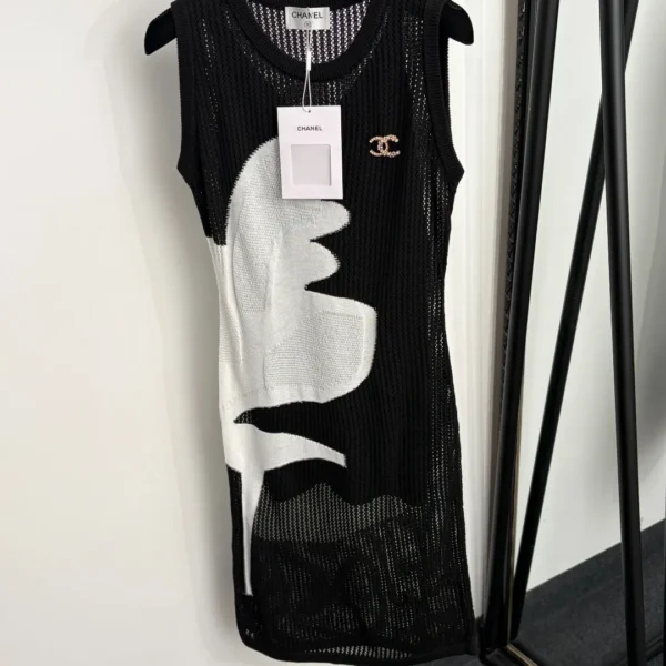 Chanel Cutout Logo Knit Vest Dress
