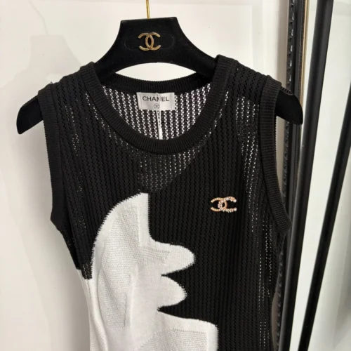 Chanel Cutout Logo Knit Vest Dress