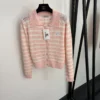 Chanel Cutout Embroidered Striped Collared Cardigan