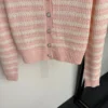 Chanel Cutout Embroidered Striped Collared Cardigan