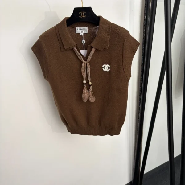 Chanel Embroidered Collared Knit Sweater