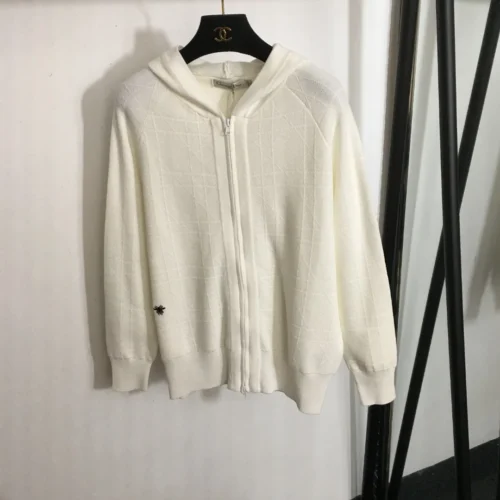 Dior Cashmere Embroidered Hooded Zip-Up Knit Jacket and Pants Set