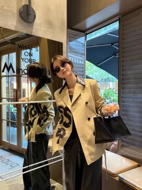 Dior Printed Collared Cropped Trench Jacket