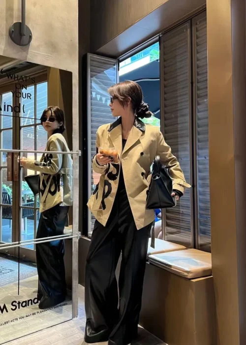 Dior Printed Collared Cropped Trench Jacket