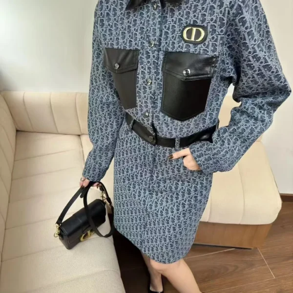 CLDIOR0013-01 Dior Denim Jacquard Monogram Dress