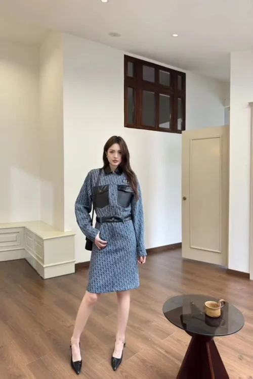 Dior Denim Jacquard Monogram Dress