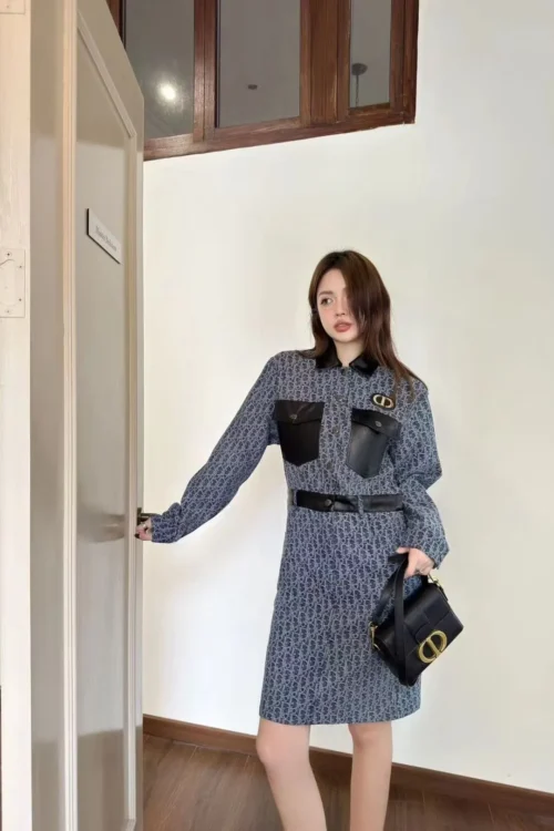 Dior Denim Jacquard Monogram Dress