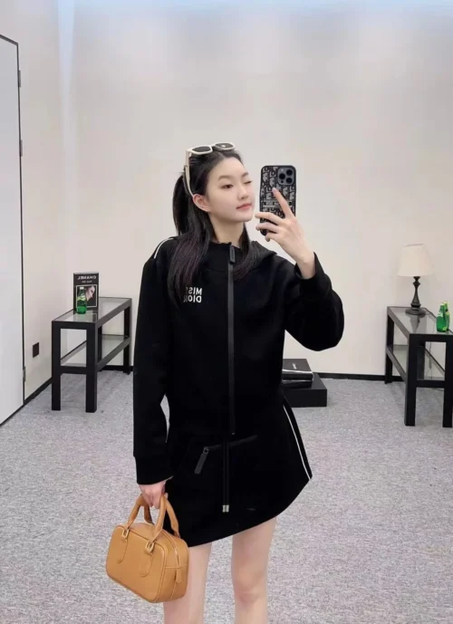 Dior Embroidered Hooded Zip-Up Drawstring Jacket and Pants Set